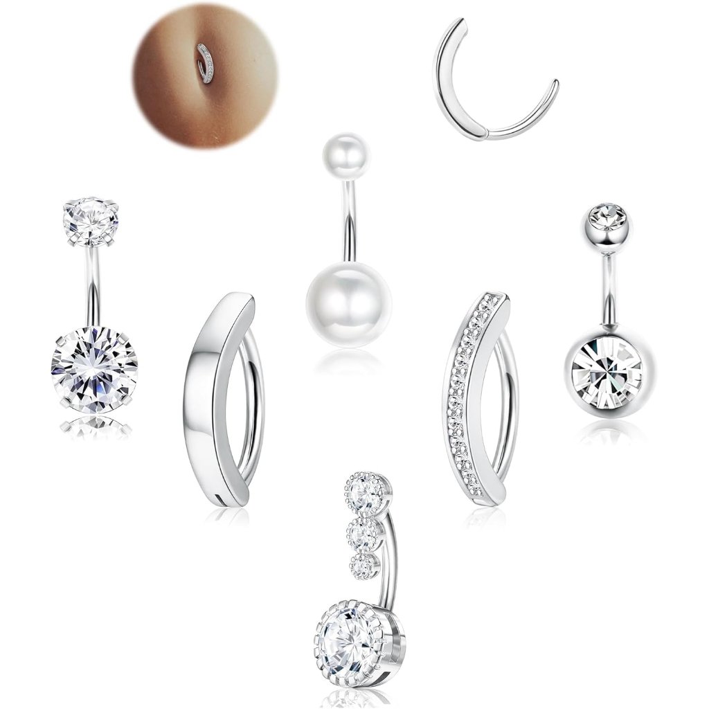 Silver14k Gold Plated Belly Button Rings Surgical Stainless Steel Belly Rings C